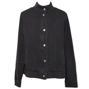 Eileen Fisher Organic Cotton Zipper & Snap Button Closure Lightweight Jacket, M